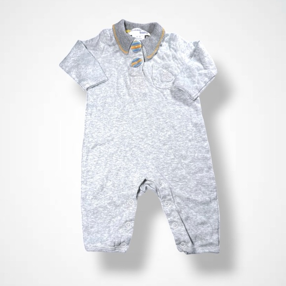 4/$20 Bonnie Baby Gray Onesie with Collar - Picture 1 of 4